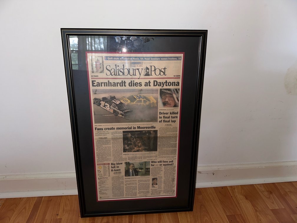 Framed Salisbury Post Earnhardt Article