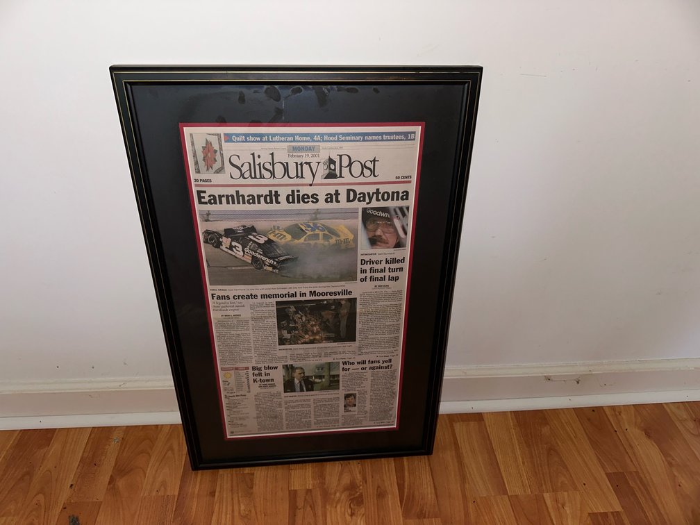 Framed Salisbury Post Earnhardt Article