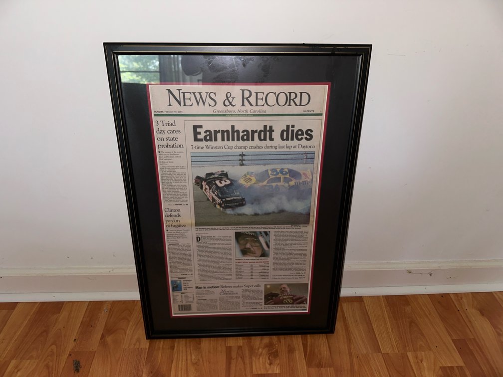 Framed News & Record Earnhardt Article