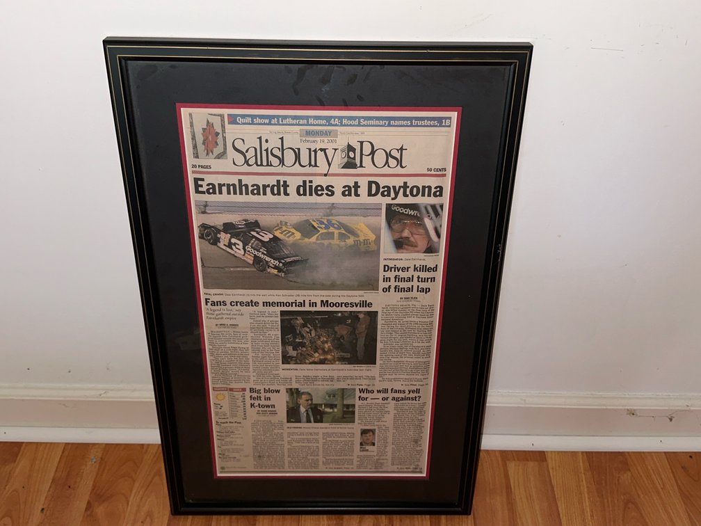 Framed Salisbury Post Earnhardt Article