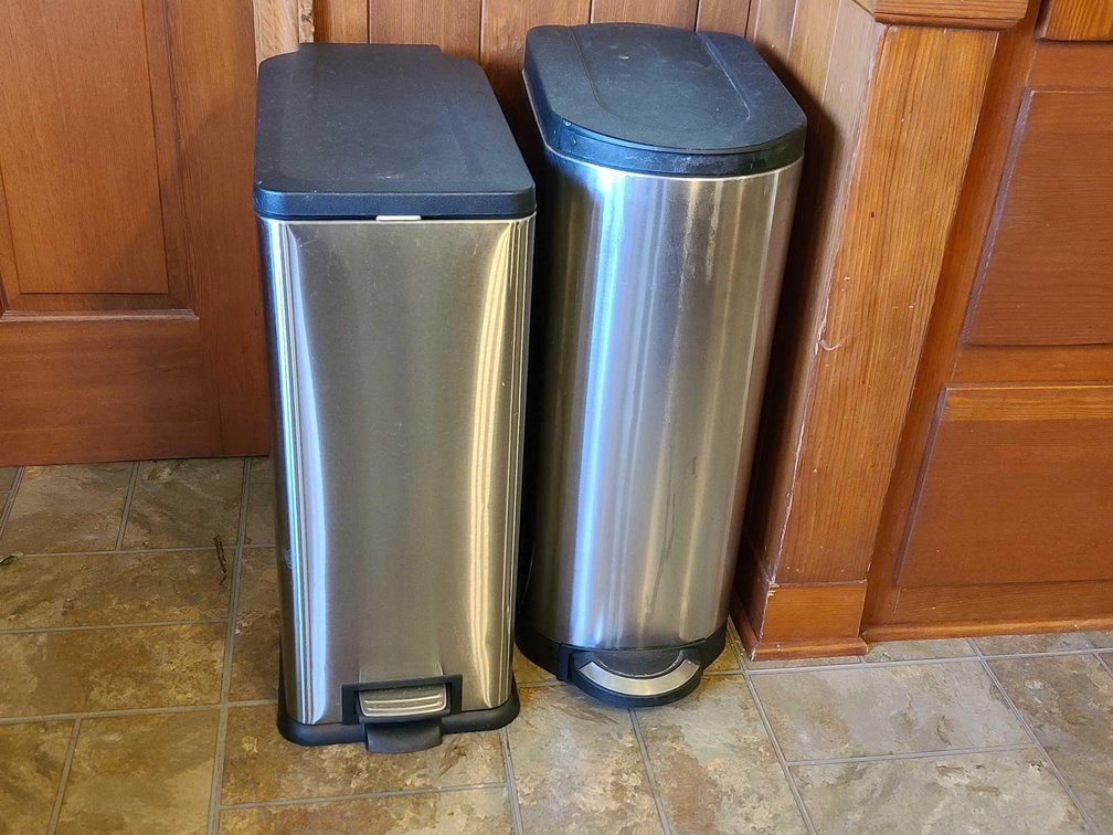 2 Stainless Trash Cans