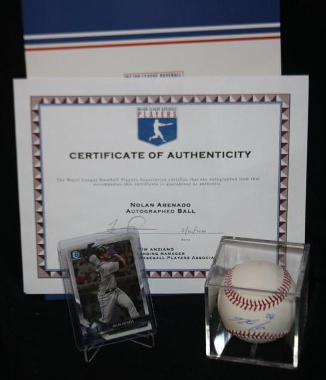 Baseball autographed by Nolan Arenado of the Colorado Rockies 