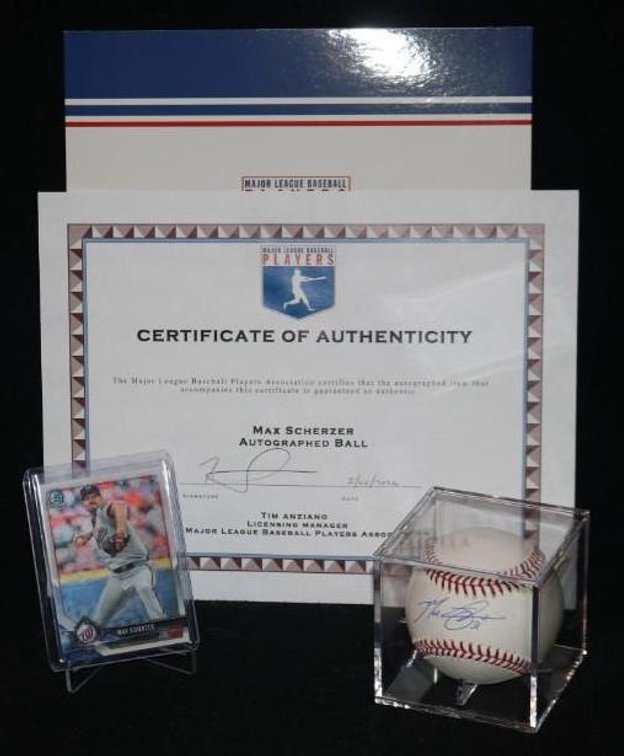 Baseball autographed by Max Scherzer of the Washington Nationals 