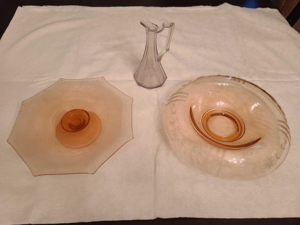 Pink Depression Glass Bowl/Cake Stand