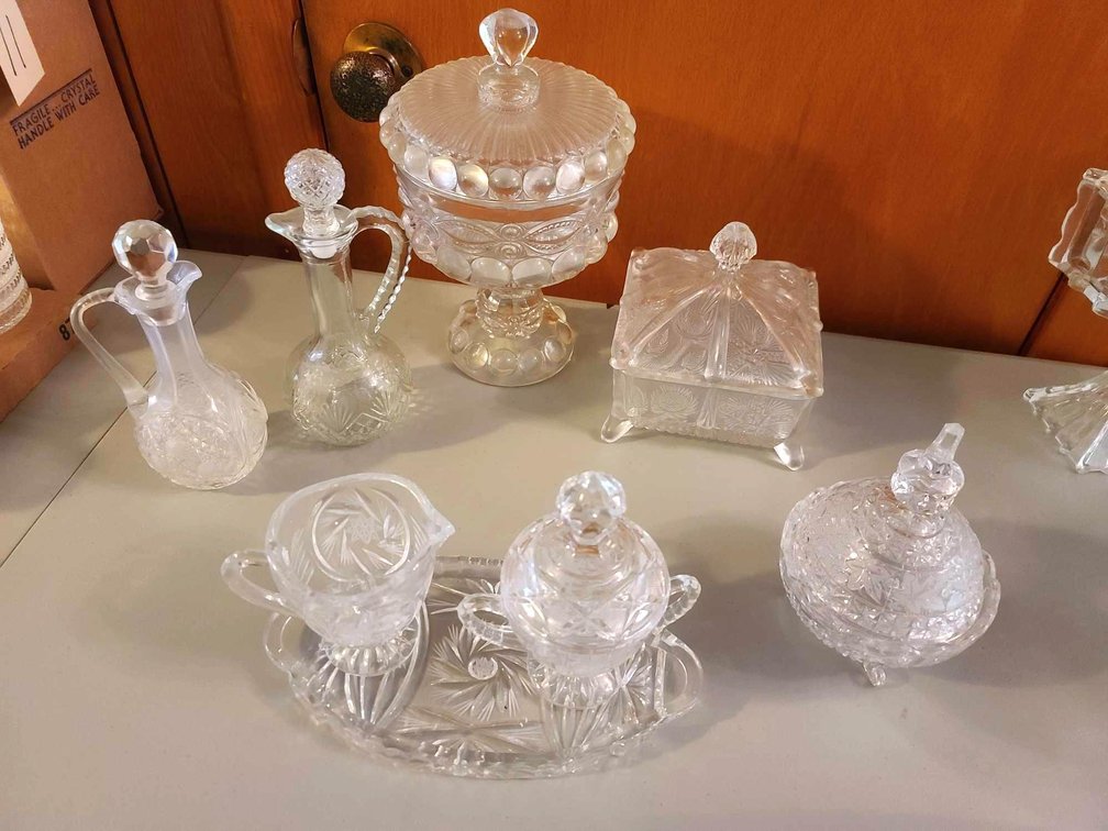 Glass Cruets/Candy Dishes/Cream&Sugar