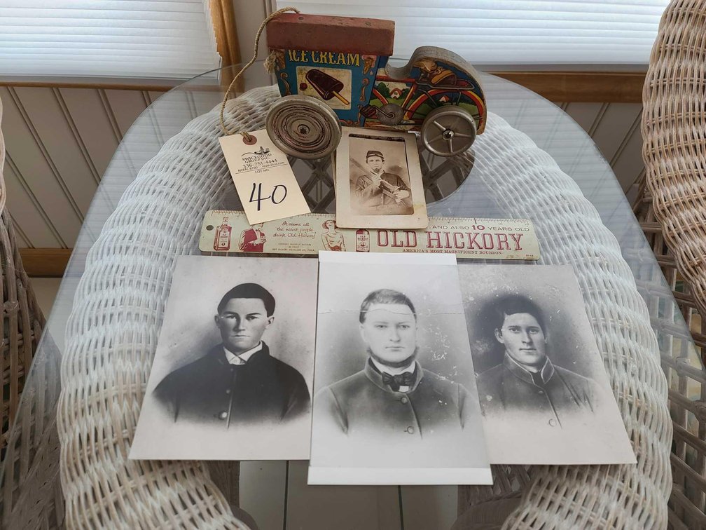 Antique Ruler/Wooden Pull Toy/Photos