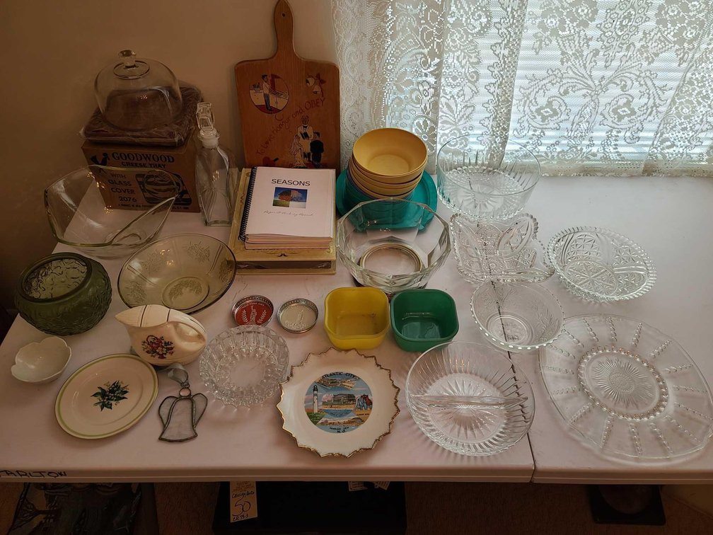Glass Cheese Tray/Bowls/Pie Plate/Decanter
