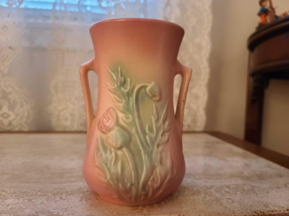 Antique Hull Pink Thistle Vase