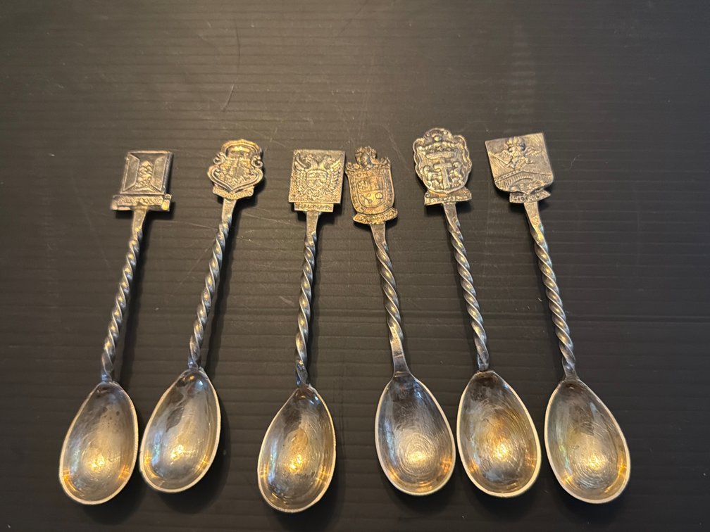.900 Stamped Silver Heraldic Souvenir Spoons