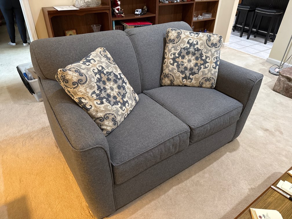 Charcoal Grey Upholstered Loveseat