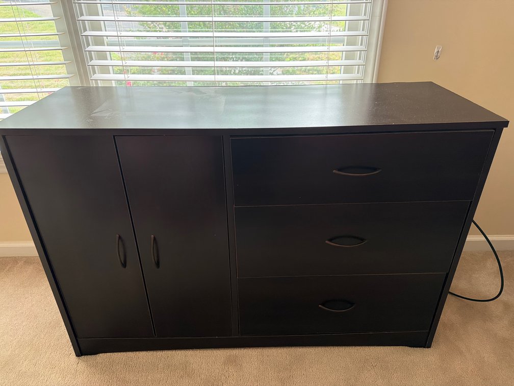Contemporary Dark Wood Veneer Storage Sideboard