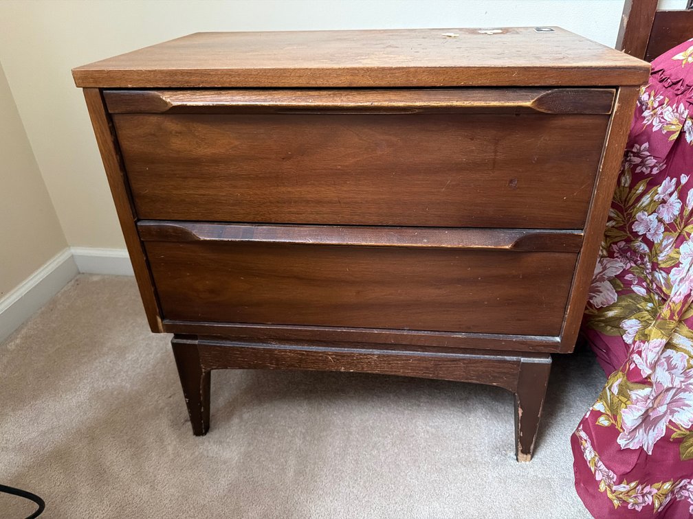 Mid-Century Modern 2-Drawer Wooden Nightstand