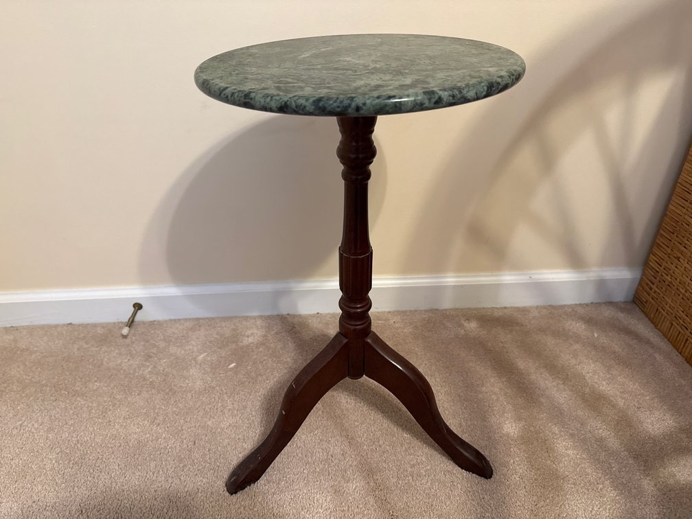 Green Marble-Top Pedestal Table