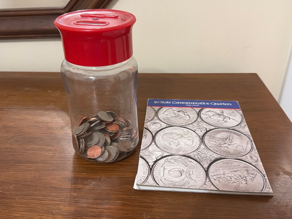 50 State Commemorative Quarters Folder & Mixed Coins
