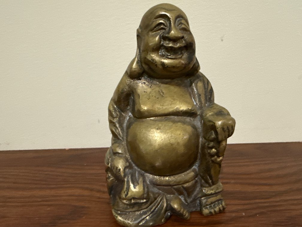 Cast Metal Laughing Buddha Figurine