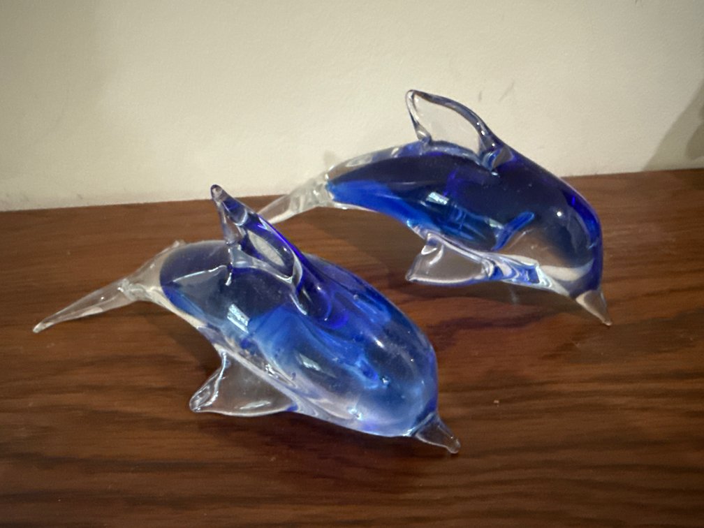 Art Glass Dolphin Figurines