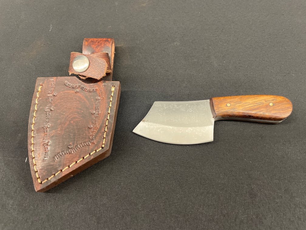 Fixed-Blade Mini Cleaver with Leather Sheath