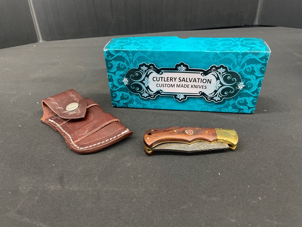 Custom Damascus Folding Knife