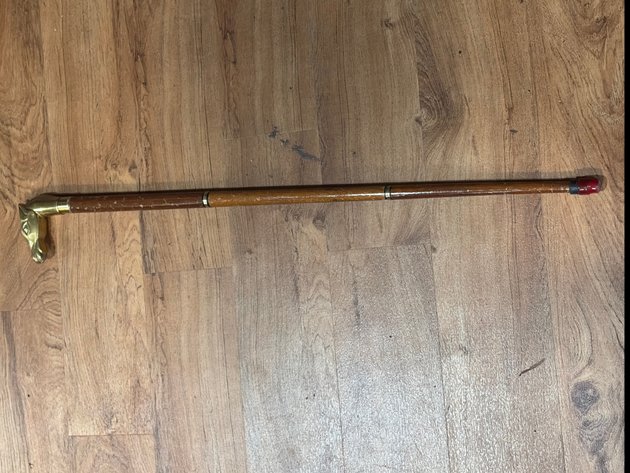 Image for Brass-Toned Horse Head Wooden Walking Cane