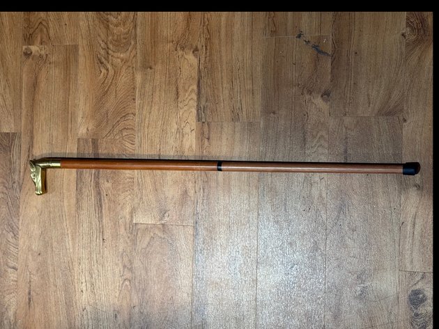 Image for Wooden Walking Cane with Brass-Tone Horse Head Handle