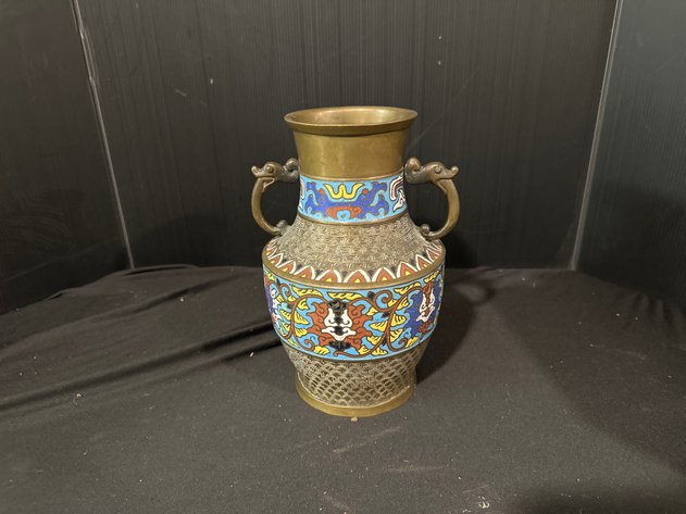 Image for Japanese Champleve Enamel Brass Vase