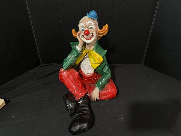 Image for Seated Resin Clown Figurine