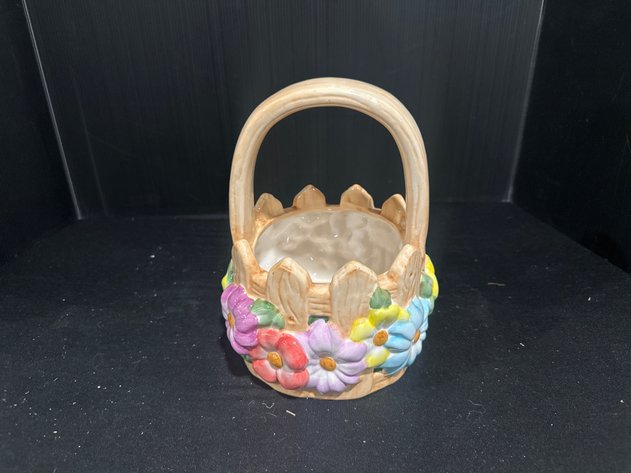 Image for Teleflora Ceramic Floral Picket Fence Basket