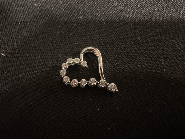 Image for 14K White Metal Open Heart Pendant
