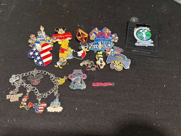 Image for Walt Disney World Enamel Pins and Charm Bracelet