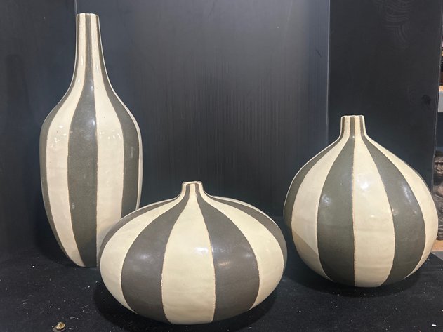 Image for Zodax Striped Glazed Ceramic Vases