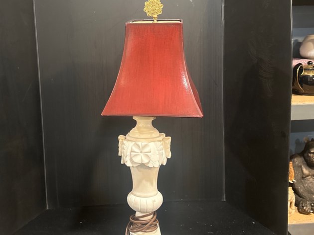 Image for Carved Stone Floral Table Lamp