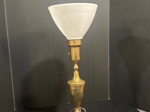 Image for Brass Table Lamp with Milk Glass Diffuser