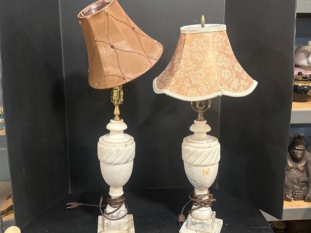 Image for Carved Alabaster Table Lamps