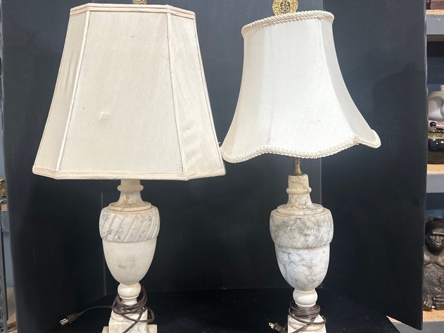 Image for Pair of Carved Alabaster Urn-Style Table Lamps