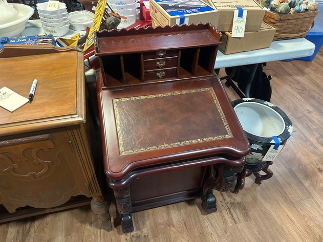 Image for Davenport Style Leather Inlay Wood Desk