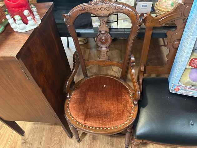 Image for Antique-Style Carved Wooden Armchair