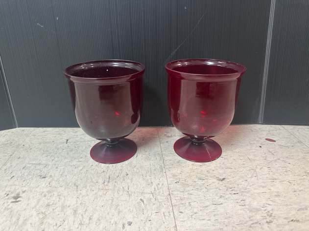 Image for Ruby Red Glass Footed Goblets
