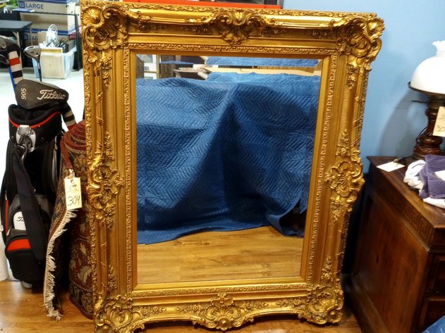Image for Ornate Gilded Rococo-Style Wall Mirror