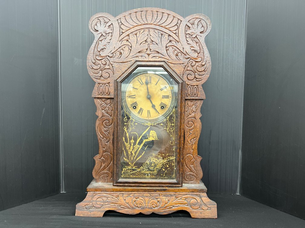 Carved Wood Gingerbread Mantel Clock
