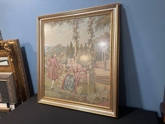Image for Framed Rococo-Style Pastoral Tapestry
