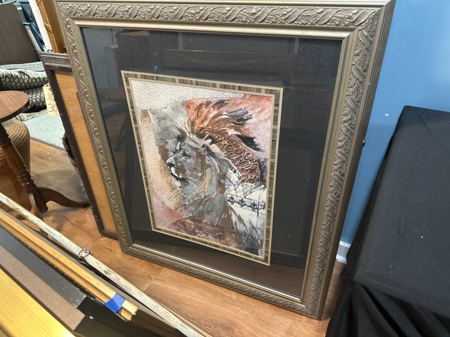 Image for Framed Mixed Media Lion Portrait