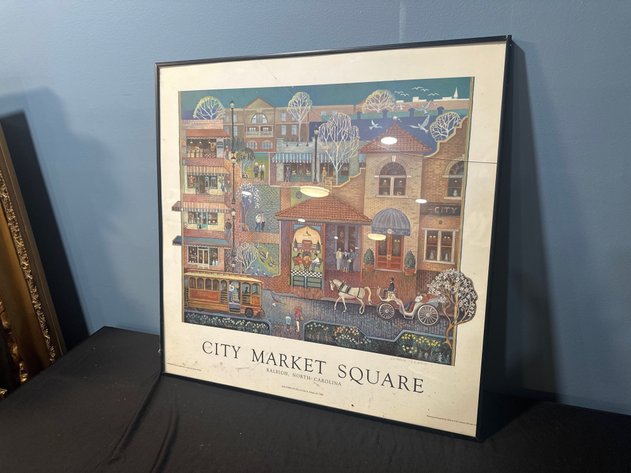 Image for Leonore De Pree City Market Square Raleigh Framed Lithograph