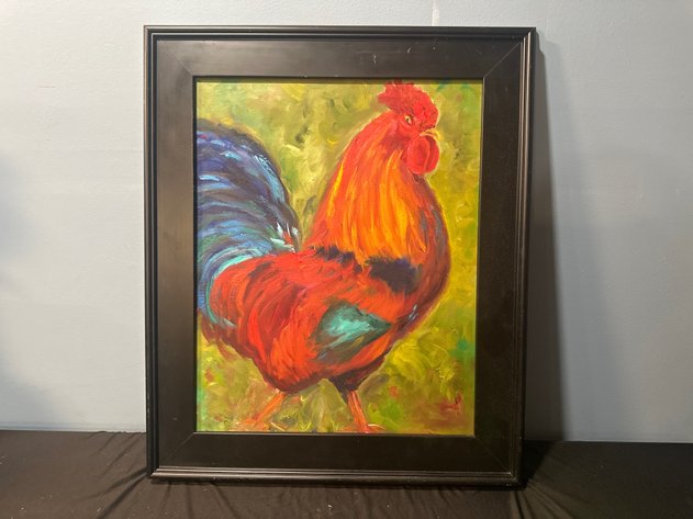 Image for Original Framed Rooster Canvas Painting