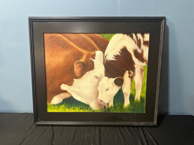 Image for Framed Original Cow and Calf Painting