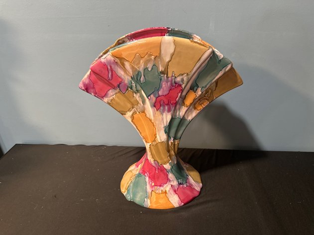 Image for Nazareno for Artistica Italian Glazed Ceramic Fan Vase