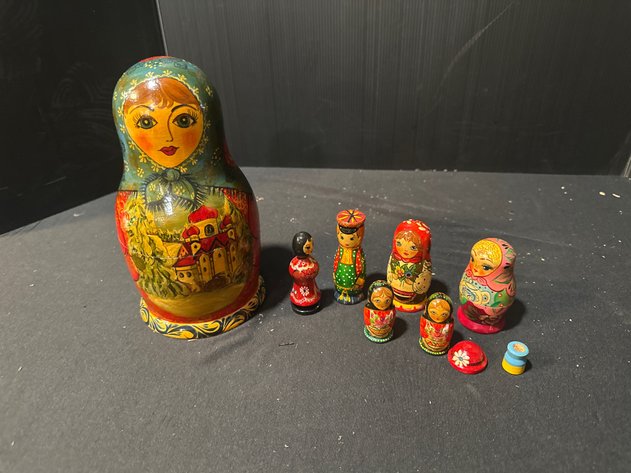 Image for Hand-Painted Wooden Matryoshka Nesting Dolls