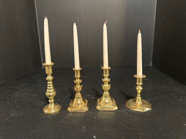 Image for Assorted Brass Candlesticks with Taper Candles