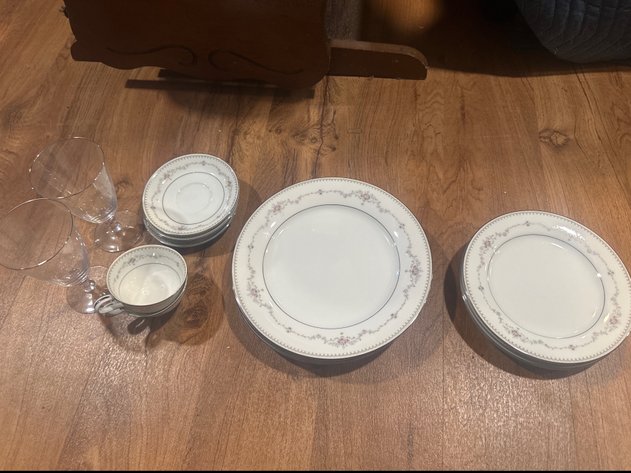 Image for Floral Fine China and Glassware Set