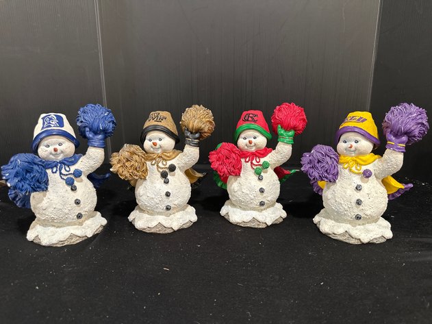 Image for Collegiate Sports Cheerleader Snowman Figurines