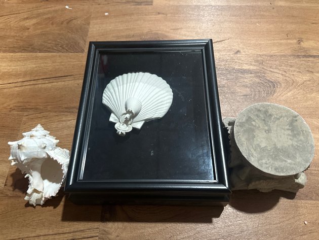 Image for Framed Marine Shell Art & Pedestal